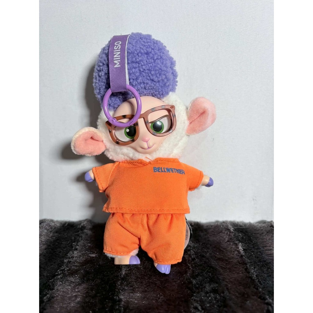 Disney Zootopia Dawn Bellwether Miniso Plush Keychain Orange Jumpsuit Small Toy